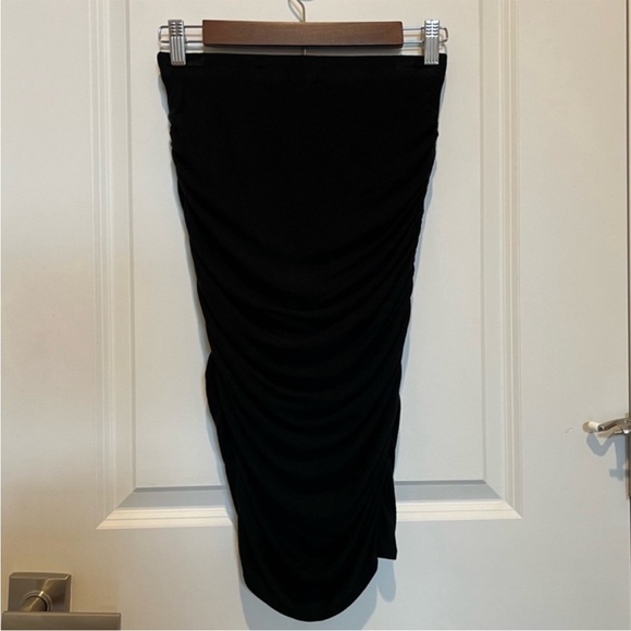 Stem Midi Skirt Tencel Lyocell Knit Ruched Black Size XS - Picture 3 of 7